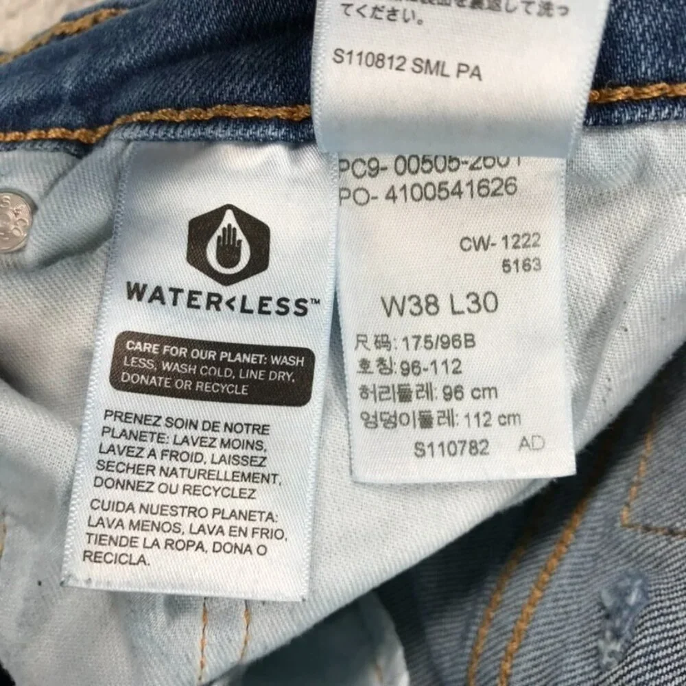 LEVIS 505 Jeans Mens 38x30 Regular Fit Straight Leg‎ Medium Wash Denim *FLAW